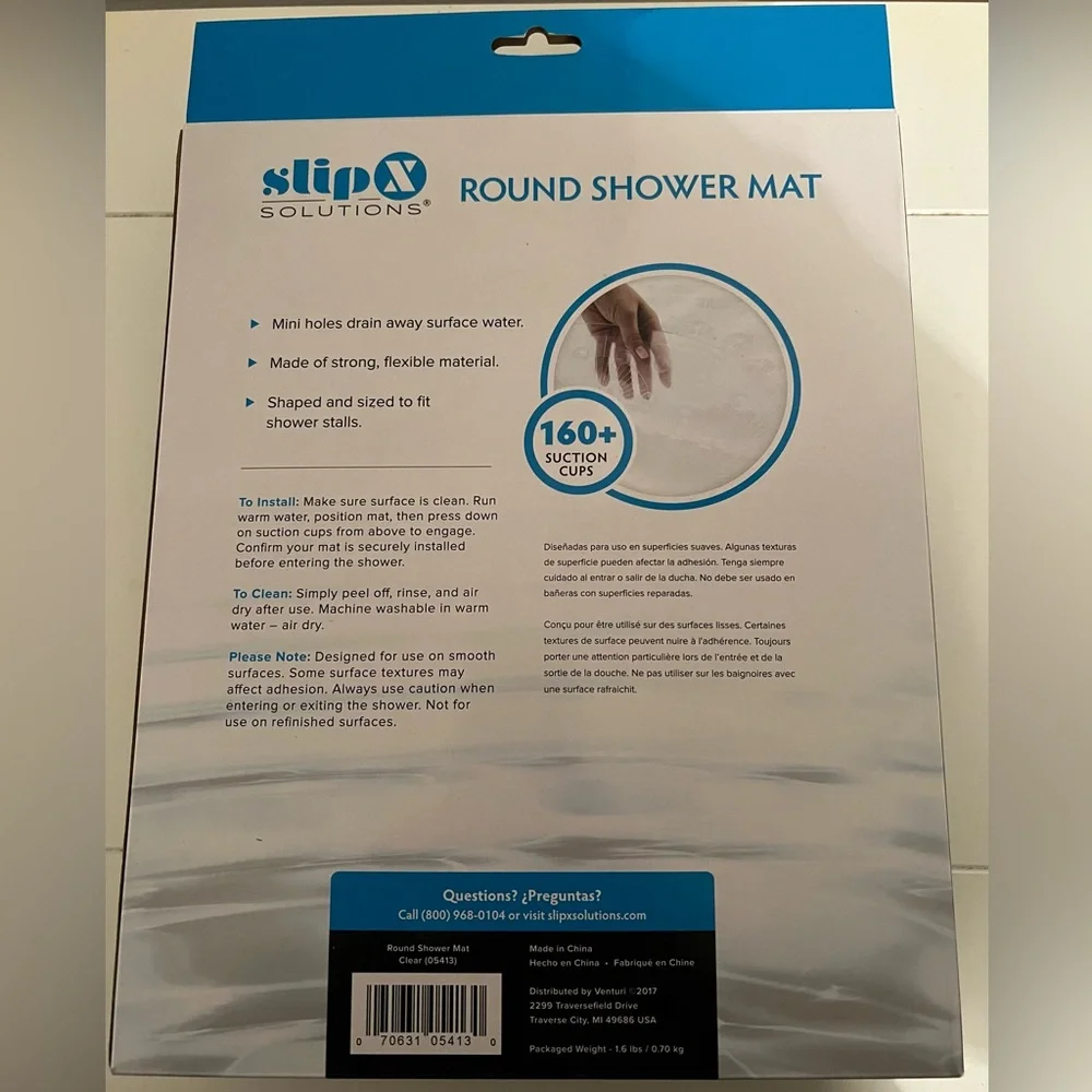 Slip-X Round Shower Mat (clear)